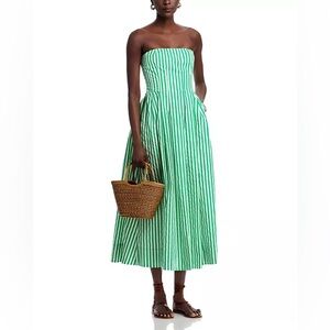 Aqua Strapless Dress in Green and White